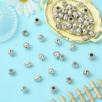 50Pcs 5 Styles Tibetan Style Alloy Beads FIND-CJ0003-62-1