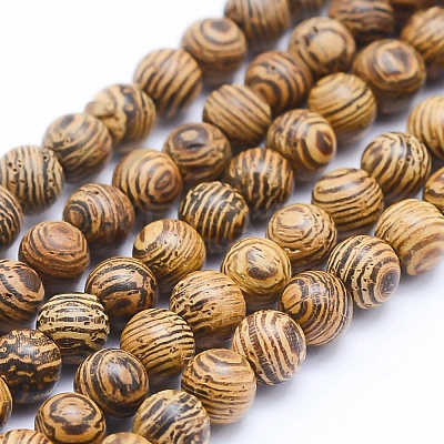 Natural Wenge Wood Beads Strands WOOD-P011-05-4mm-1