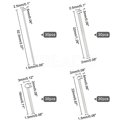 120Pcs 4 Size 304 Stainless Steel Pendants STAS-UN0021-85P-1