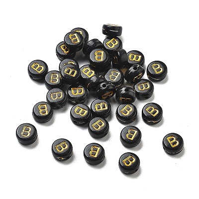 Plating Opaque Acrylic Beads OACR-R005-03B-1