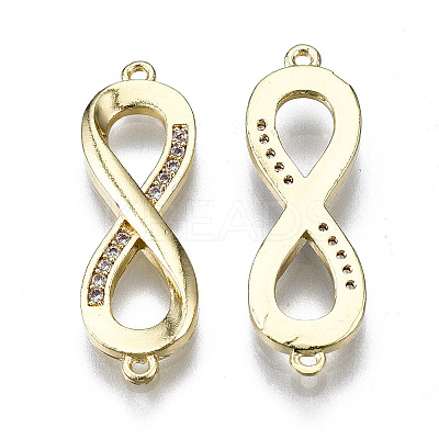 Brass Micro Pave Clear Cubic Zirconia Link Connectors ZIRC-S069-038G-1