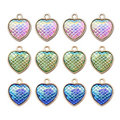 12Pcs 3 Colors Alloy Resin Pendants FIND-YW0003-75-1