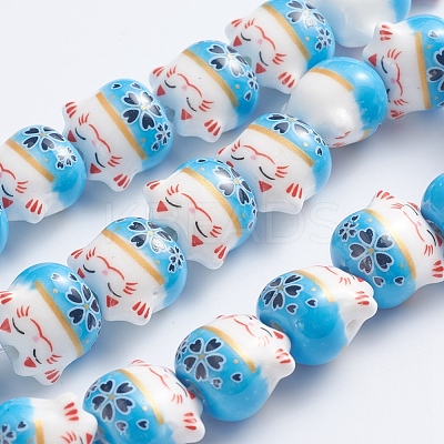 Handmade Printed Porcelain Beads PORC-G004-C01-1