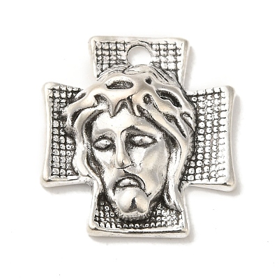 Tibetan Style Alloy Cross with Jesus Alloy Pendants for Easter Jewelry LF10674Y-1