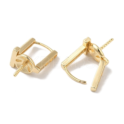 Brass Micro Pave Clear Cubic Zirconia Stud Earring Findings KK-U013-06G-1