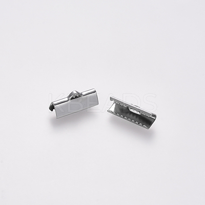 Non-Tarnish 304 Stainless Steel Ribbon Crimp Ends STAS-S112-001E-P-1