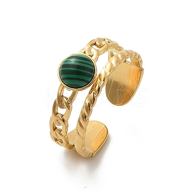 Natural Malachite Finger Rings RJEW-K290-01G-1