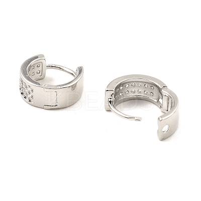 Brass with Cubic Zirconia Thick Hoop Earrings EJEW-D078-27P-1