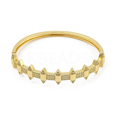 Brass Micro Pave Clear Cubic Zirconia Hinged Bangles for Women BJEW-S168-05G-1
