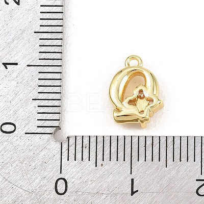 Brass Micro Pave Clear Cubic Zirconia Charms KK-Z151-18G-Q-1