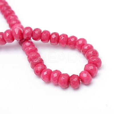 Faceted Rondelle Dyed Natural White Jade Bead Strands G-R343-6x8-17-1