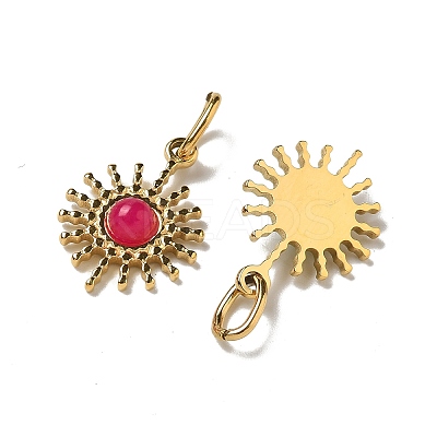 Ion Plating(IP) 304 Stainless Steel with Natural & Synthetic Gemstone Pendants STAS-G351-22G-1