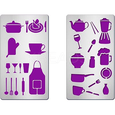 2Pcs 2 Style 304 Stainless Steel Cutting Dies Stencils DIY-FG0002-01-1