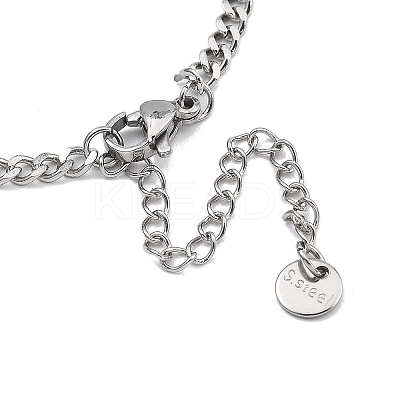304 Stainless Steel Micro Pave Clear Cubic Zirconia Ring Pendant Twisted Chain Lariat Necklaces NJEW-P318-01P-1