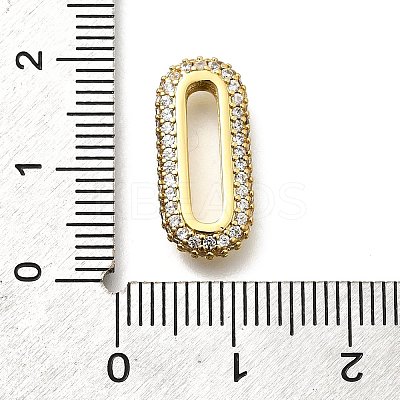Brass Micro Pave Clear Cubic Zirconia Oval Linking Rings KK-Z093-43G-1