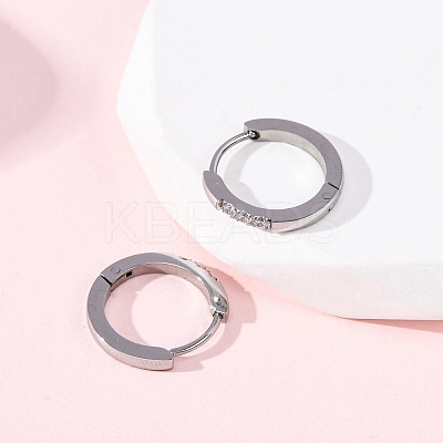 304 Stainless Steel Clear Cubic Zirconia Hoop Earrings EJEW-D331-18C-P-1