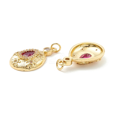 Rack Plating Brass Micro Pave Clear & Violet Cubic Zirconia Pendants KK-D073-21G-1