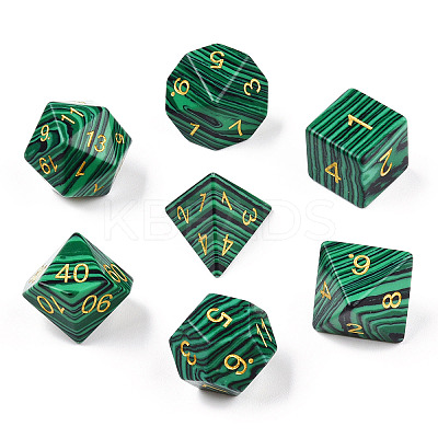 Metal Enlaced Synthetic Malachite Polyhedral Dice Set G-T122-75C-1