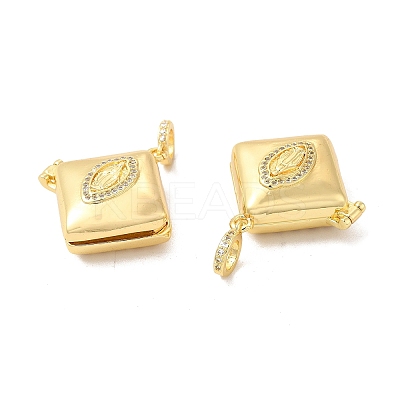 Eco-Friendly Rack Plating Brass Micro Pave Clear Cubic Zirconia Locket Pendants KK-F850-01G-1
