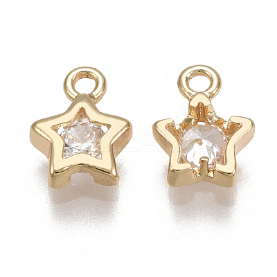 Brass Cubic Zirconia Charms KK-T038-356G-1