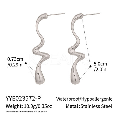 304 Stainless Steel Wavy Dangle Earrings for Women LS-XZ4917-2-1