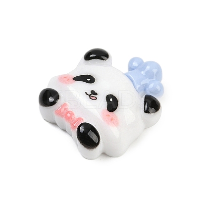 Light Steel Blue Opaque Panda Resin Cabochons CRES-P037-02B-1