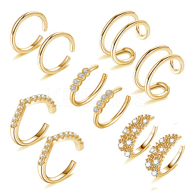 Brass Micro Pave Cubic Zirconia Cuff Earrings LS-EJEW-G270-01G-1