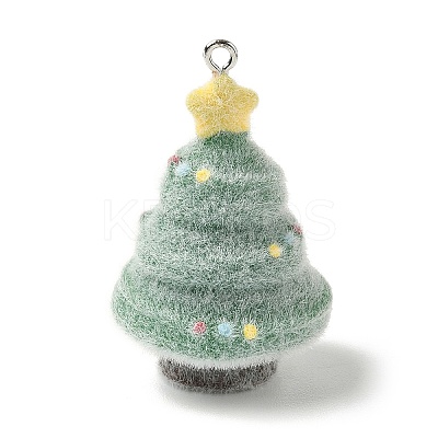 Christmas Flocky Opaque Resin Pendants LS-FIND-A058-01B-1