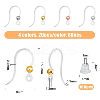80Pcs 4 Colors Eco-Friendly Plastic Earring Hooks STAS-FH0002-15-1