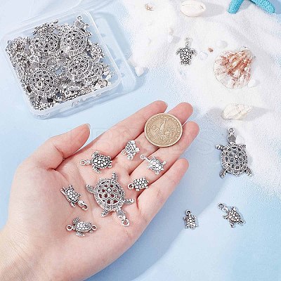 56pcs 7 style Tibetan Style Alloy Turtle/Tortoise Links Connectors & Pendants TIBEP-SC0001-99-1