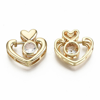 Brass Micro Pave Clear Cubic Zirconia Slide Charms KK-S356-213G-NF-1