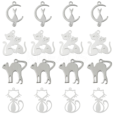 40Pcs 4 Styles 201 Stainless Steel Pendants STAS-YW0002-62P-1