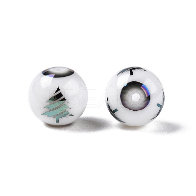 Christmas Opaque Glass Beads X-EGLA-R113-02E-1