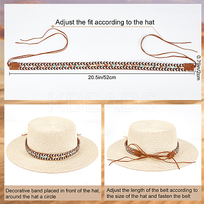 Imitation Leather Braided Southwestern Cowboy Hat Belt DIY-WH0449-03-1