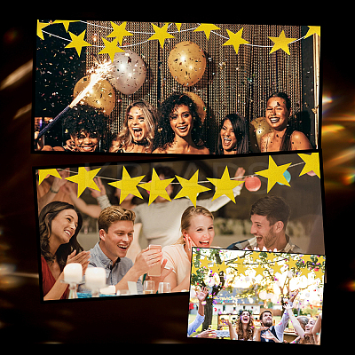 60Pcs Paper Glitter Star Wall Decoration AJEW-SP0001-17A-1