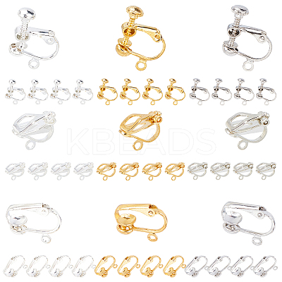 Brass & Iron Clip-on Earring Findings KK-SC0001-92-1