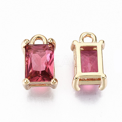 Brass Glass Rhinestone Pendants X-GLAA-S179-21F-RS-1