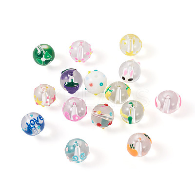 30Pcs 15 Style Transparent Glass Enamel Beads GLAA-KS0001-09-1