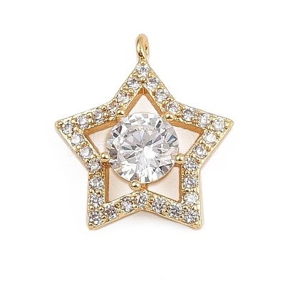 Brass Micro Pave Cubic Zirconia Pendants KK-S339-03G-1