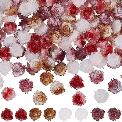 200Pcs 4 Colors Flower Resin Cabochons MRMJ-CY0001-01-1