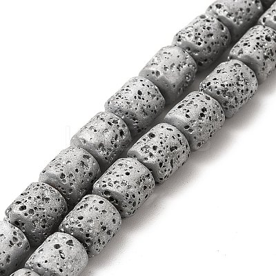 Electroplated Natural Lava Rock Beads Strands G-G984-16A-1