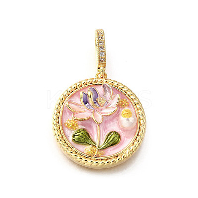 Brass Micro Pave Cubic Zirconia & Enamel Pendants KK-R222-11G-01-1