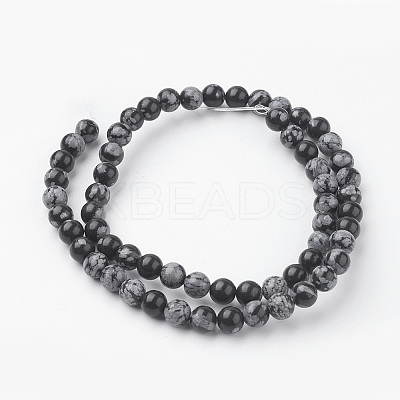 Natural Snowflake Obsidian Bead Strands G-G735-72-6mm-1