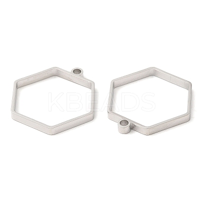 Non-Tarnish 304 Stainless Steel Open Back Bezel Hexagon Pendants STAS-Z040-12P-1
