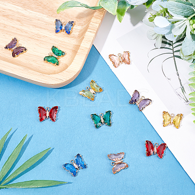 12Pcs 6 Colors Golden Brass Pendants KK-CA0001-72-1