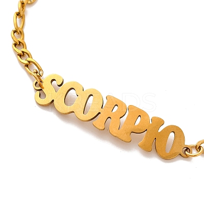 Constellation 202 Stainless Steel Figaro Chain Link Bracelets for Women Men AJEW-U006-01L-1