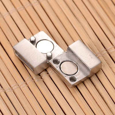 Tarnish Resistant Mixed Smooth & Matte 304 Stainless Steel Rectangle Magnetic Clasps with Glue-in Ends STAS-I045-05-1