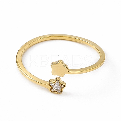 Ion Plating(IP) 304 Stainless Steel Cuff Ring for Women RJEW-C060-36G-1