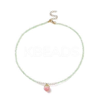 Resin Flower Bud Pendant Necklaces NJEW-JN04153-1