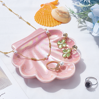 Shell Shaped Porcelain Jewelry Storage Display Trays for Rings AJEW-SP0006-06B-02-1
